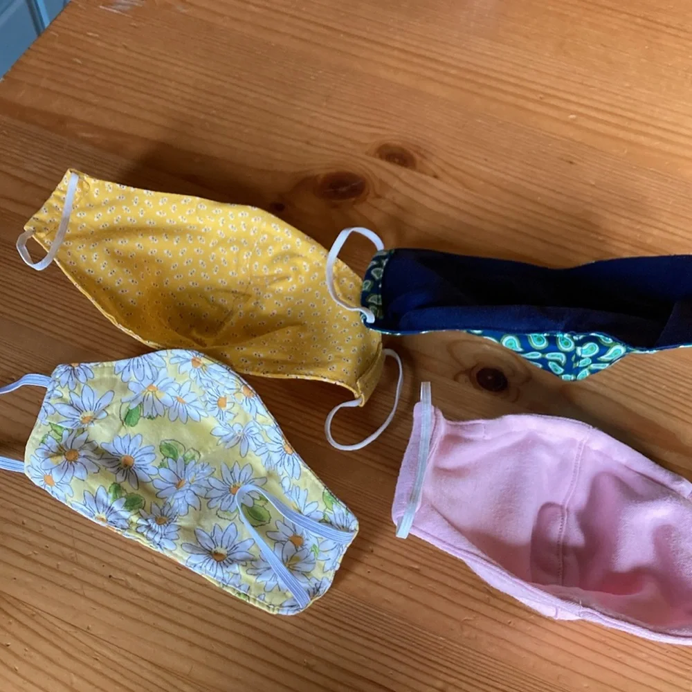 NEW Set of Four Colorful Fabric Face Masks, Handmade